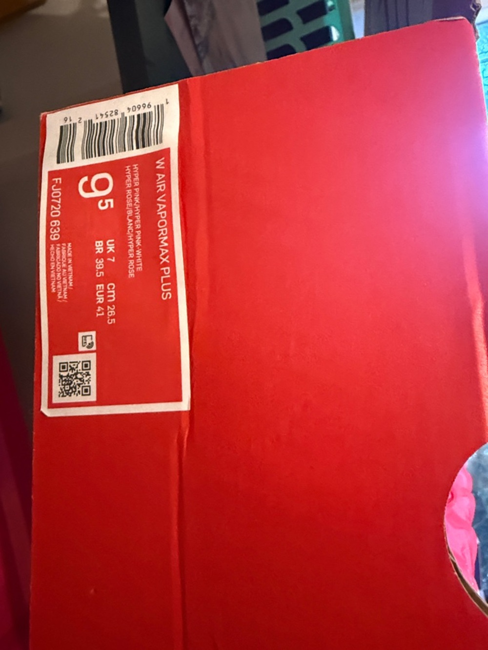 Nike Women's Hot Pink Air VaporMax Sneakers - Picture 3 of 3